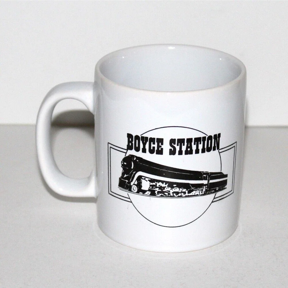 BOYCE STATION coffee tea mug white ceramic railroad Staffordshire UK train